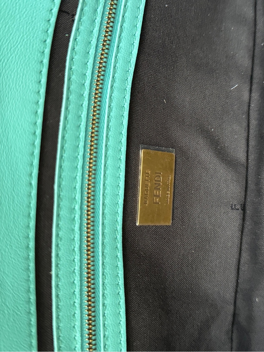Fendi Embossed FF Baguette Shoulder Bag in Aqua - Picture 7 of 10
